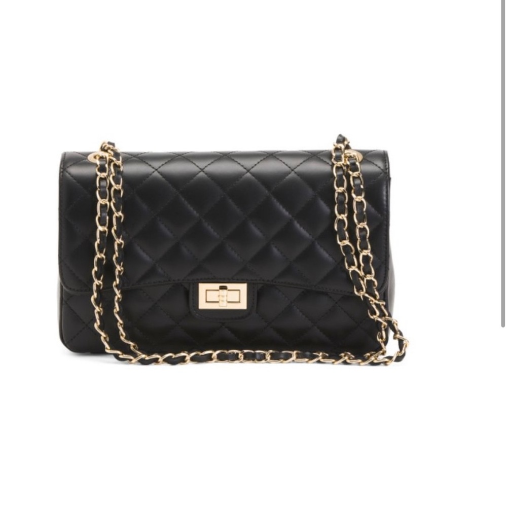 Roberta Rossi Diamond Quilted Leather Crossbody/ Shoulder Bag in Black